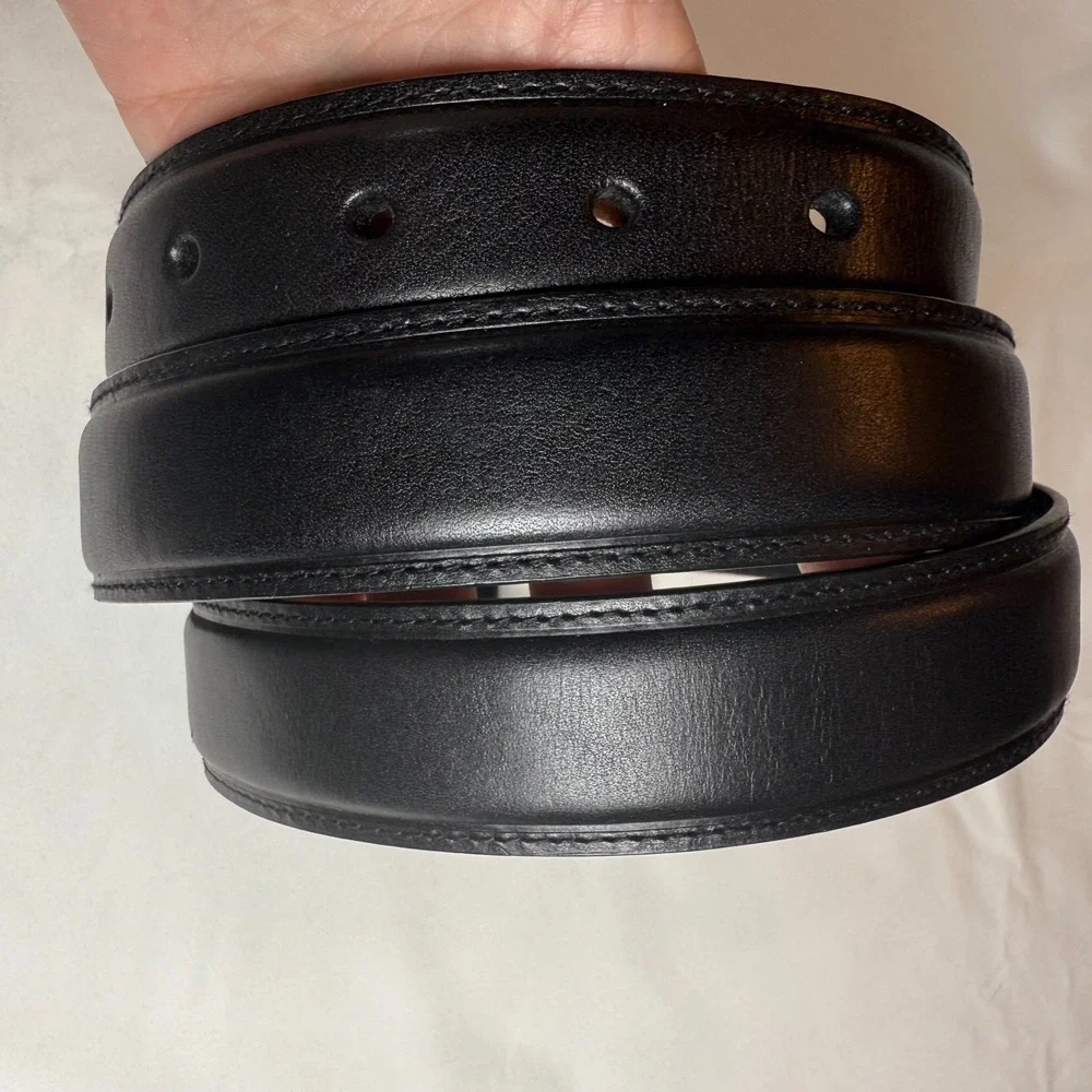 Vintage Lauren Ralph Lauren‎ Mens Leather Belt Black Size 42/105 Embossed Logo
